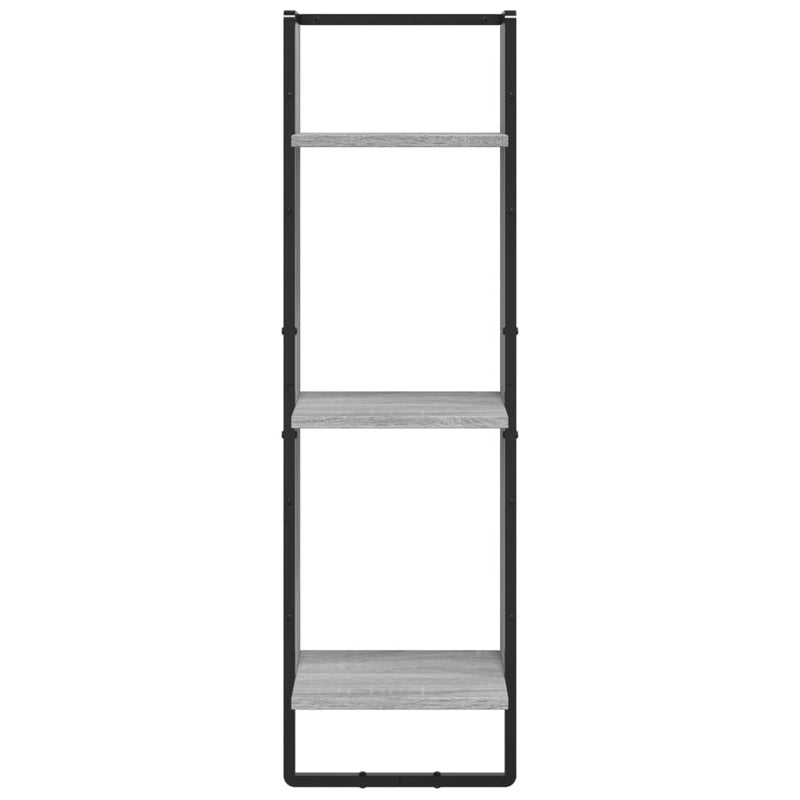 vidaXL 3 szintes szürke sonoma színű szerelt fa fali polc 30x25x100 cm