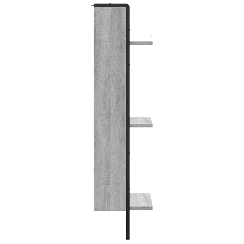 vidaXL 3 szintes szürke sonoma színű szerelt fa fali polc 30x25x100 cm