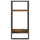 vidaXL 4 részes füstölt tölgy színű szerelt fa fali polc szett rúddal