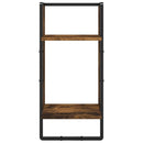 vidaXL 6 részes füstölt tölgy színű szerelt fa fali polc szett rúddal