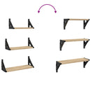 vidaXL 3 részes sonoma tölgy színű szerelt fa fali polc szett