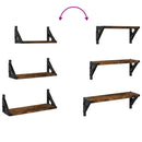 vidaXL 3 részes füstölt tölgy színű szerelt fa fali polc szett