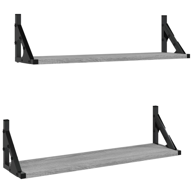 vidaXL 2 db szürke sonoma színű fali polc 60 x 15 x 15,5 cm