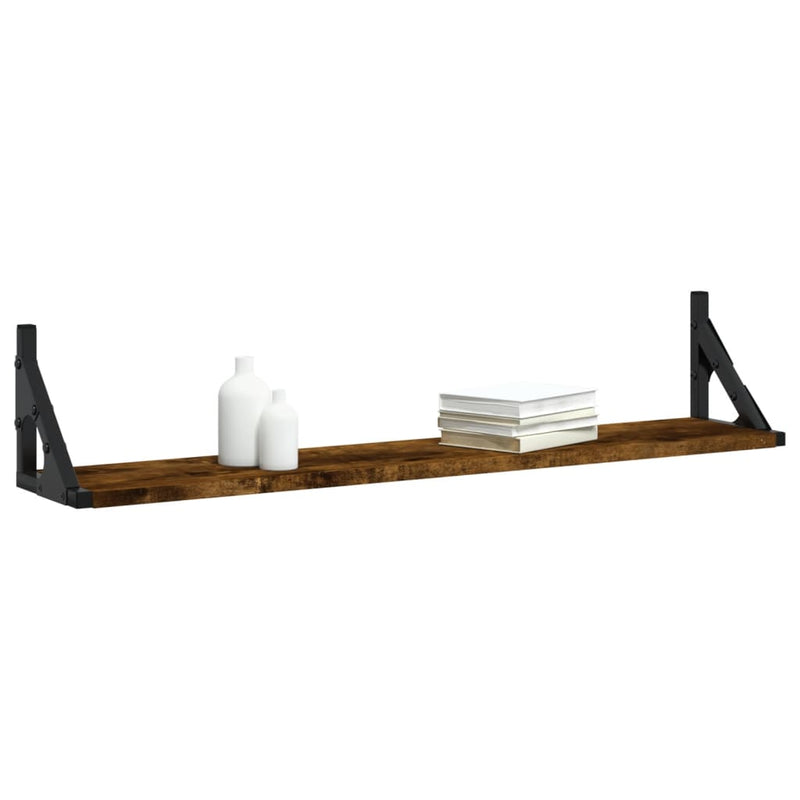 vidaXL 2 db füstös tölgy színű szerelt fa fali polc 80 x 15 x 15,5 cm