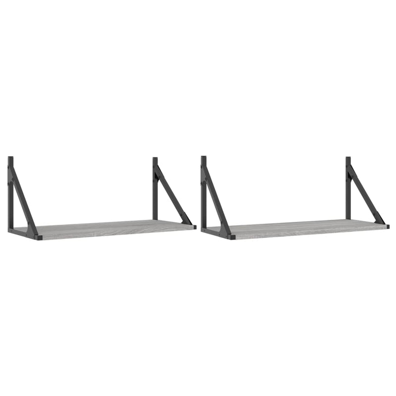 vidaXL 2 db szürke sonoma színű szerelt fa fali polc 60 x 25 x 25,5 cm