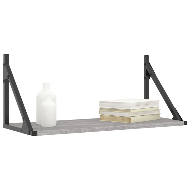 vidaXL 2 db szürke sonoma színű szerelt fa fali polc 60 x 25 x 25,5 cm