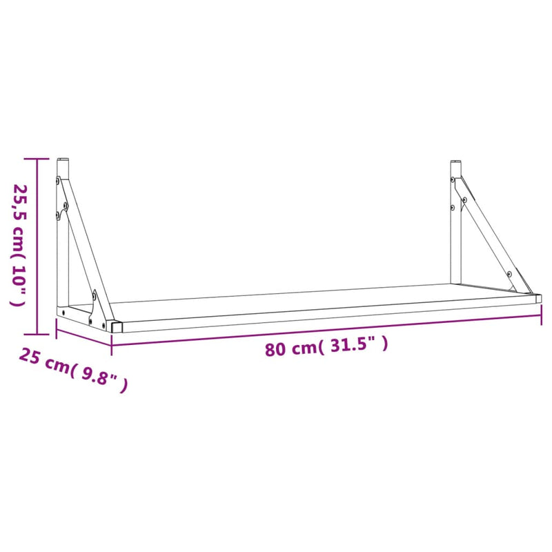 vidaXL 2 db fekete szerelt fa fali polc 80 x 25 x 25,5 cm