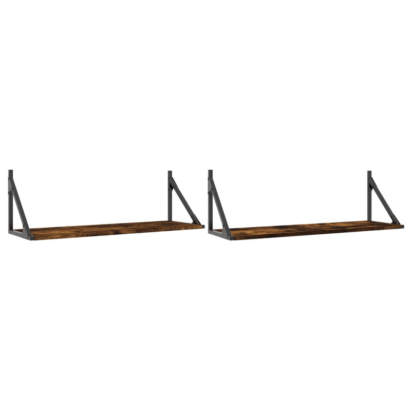 vidaXL 2 db füstös tölgy színű szerelt fa fali polc 80 x 25 x 25,5 cm