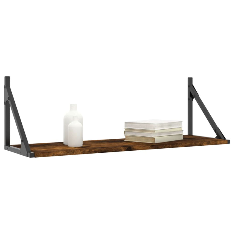vidaXL 2 db füstös tölgy színű szerelt fa fali polc 80 x 25 x 25,5 cm