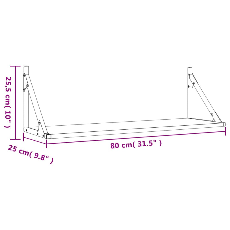 vidaXL 2 db füstös tölgy színű szerelt fa fali polc 80 x 25 x 25,5 cm