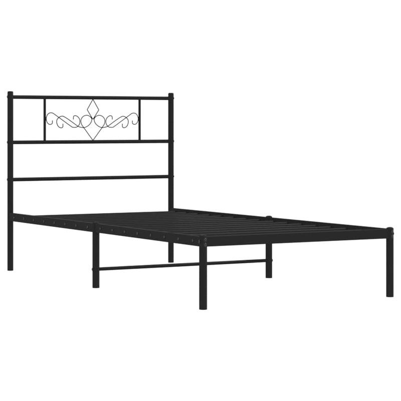 vidaXL fekete fém ágykeret fejtámlával 90 x 190 cm