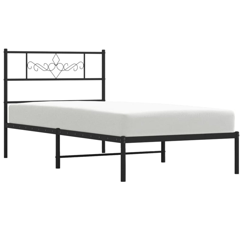 vidaXL fekete fém ágykeret fejtámlával 90 x 190 cm