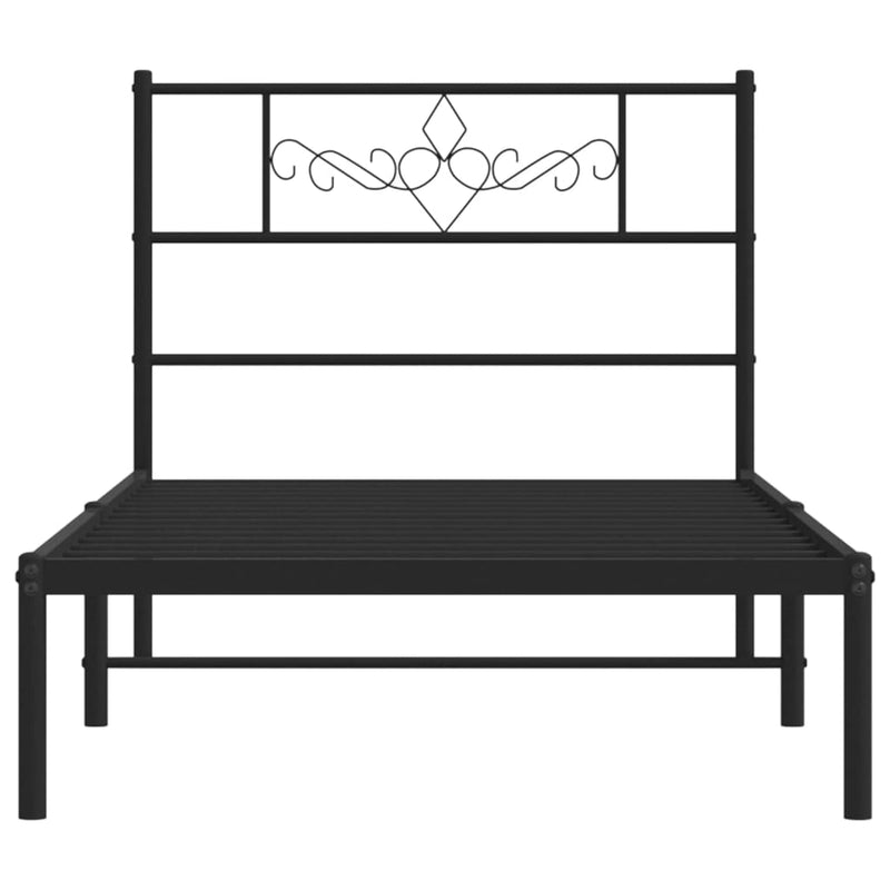 vidaXL fekete fém ágykeret fejtámlával 90 x 190 cm