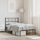 vidaXL fekete fém ágykeret fejtámlával 90 x 200 cm