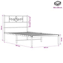 vidaXL fekete fém ágykeret fejtámlával 100 x 200 cm