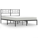 vidaXL fekete fém ágykeret fejtámlával 120 x 200 cm