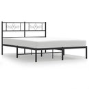 vidaXL fekete fém ágykeret fejtámlával 135 x 190 cm