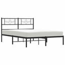 vidaXL fekete fém ágykeret fejtámlával 150 x 200 cm
