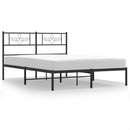 vidaXL fekete fém ágykeret fejtámlával 160 x 200 cm