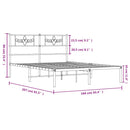 vidaXL fekete fém ágykeret fejtámlával 160 x 200 cm