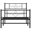 vidaXL fekete fém ágykeret fej- és lábtámlával 90 x 190 cm
