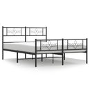 vidaXL fekete fém ágykeret fej- és lábtámlával 135 x 190 cm