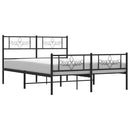 vidaXL fekete fém ágykeret fej- és lábtámlával 135 x 190 cm