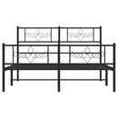 vidaXL fekete fém ágykeret fej- és lábtámlával 135 x 190 cm