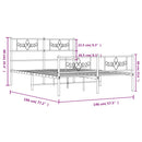 vidaXL fekete fém ágykeret fej- és lábtámlával 140 x 190 cm