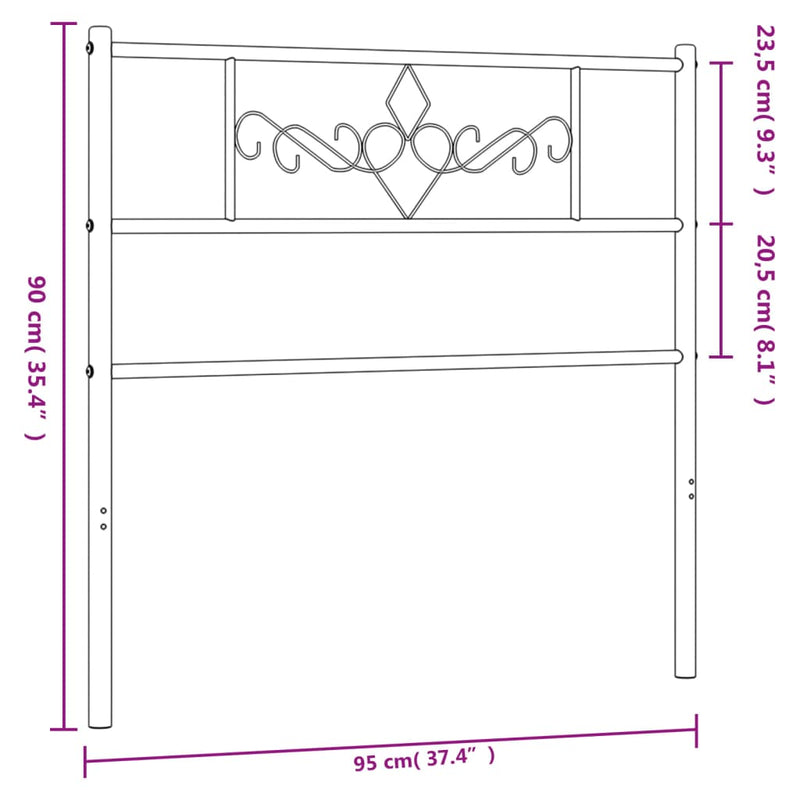 vidaXL fehér fém fejtámla 90 cm