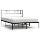 vidaXL fekete fém ágykeret fejtámlával 135 x 190 cm