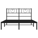 vidaXL fekete fém ágykeret fejtámlával 135 x 190 cm