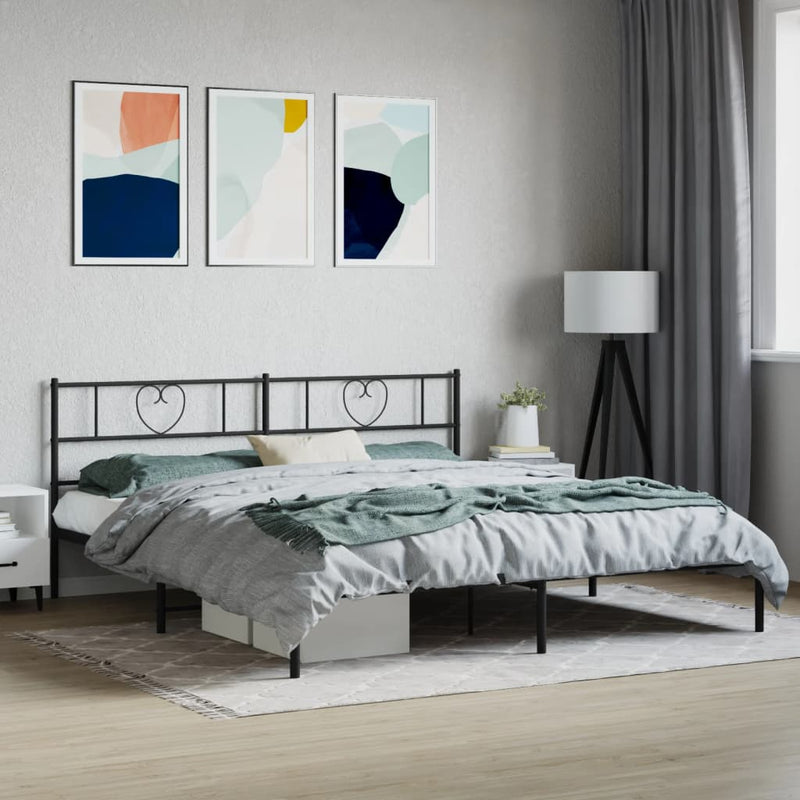 vidaXL fekete fém ágykeret fejtámlával 180 x 200 cm