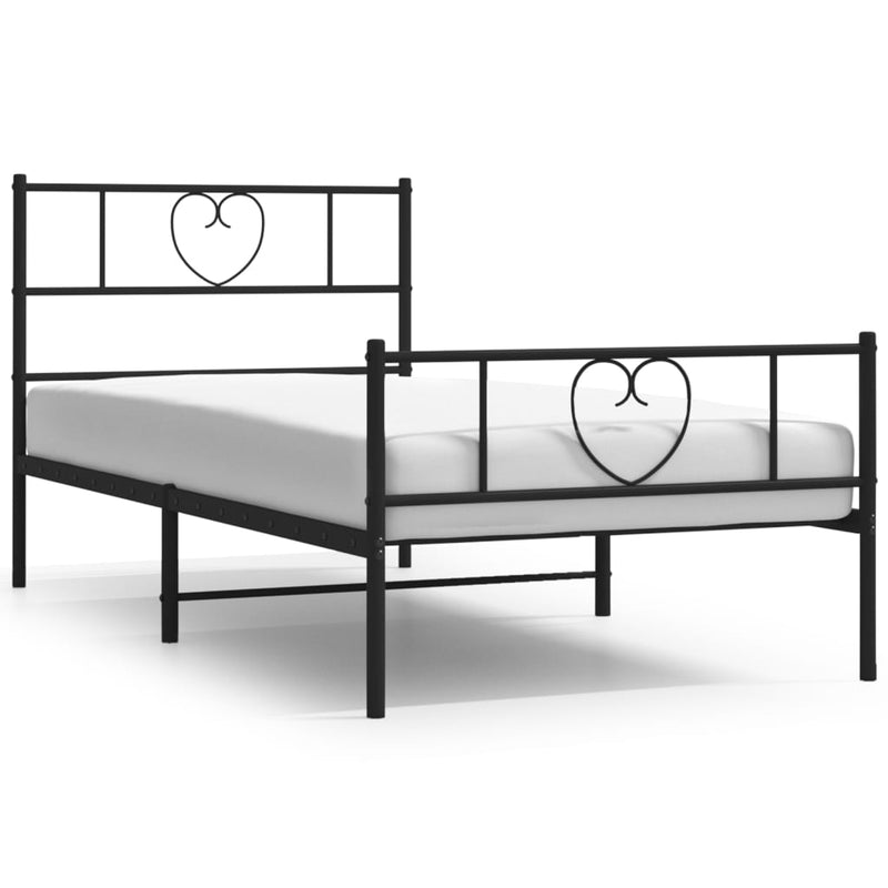 vidaXL fekete fém ágykeret fej- és lábtámlával 80 x 200 cm