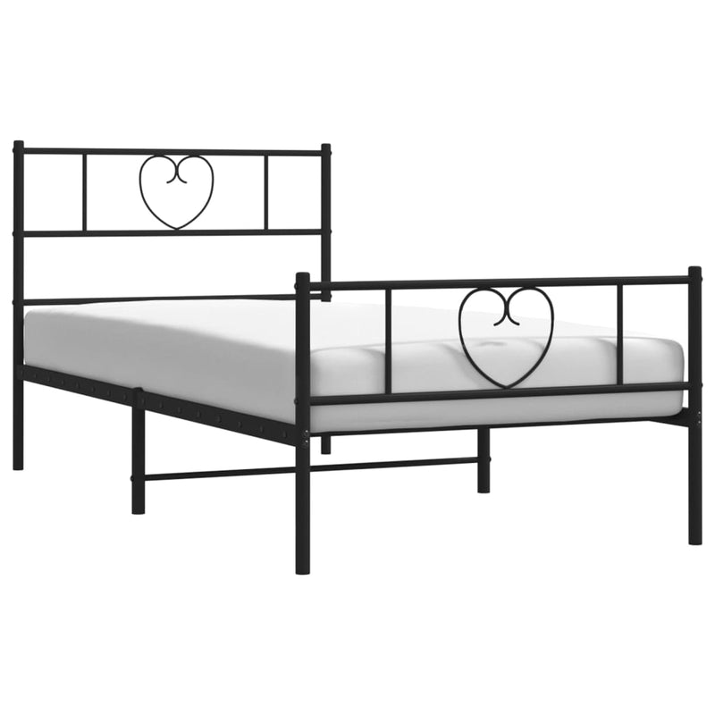 vidaXL fekete fém ágykeret fej- és lábtámlával 80 x 200 cm