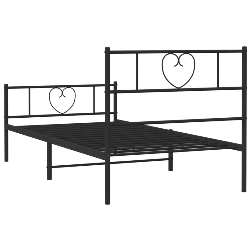 vidaXL fekete fém ágykeret fej- és lábtámlával 80 x 200 cm