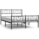 vidaXL fekete fém ágykeret fej- és lábtámlával 135 x 190 cm