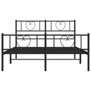 vidaXL fekete fém ágykeret fej- és lábtámlával 135 x 190 cm