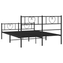 vidaXL fekete fém ágykeret fej- és lábtámlával 135 x 190 cm