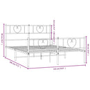 vidaXL fekete fém ágykeret fej- és lábtámlával 135 x 190 cm