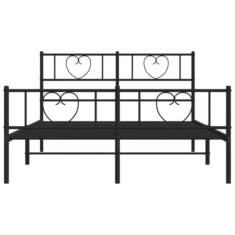 vidaXL fekete fém ágykeret fej- és lábtámlával 140 x 200 cm