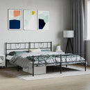 vidaXL fekete fém ágykeret matrac nélkül lábtartóval 180 x 200 cm