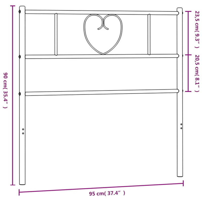 vidaXL fekete fém fejtámla 90 cm