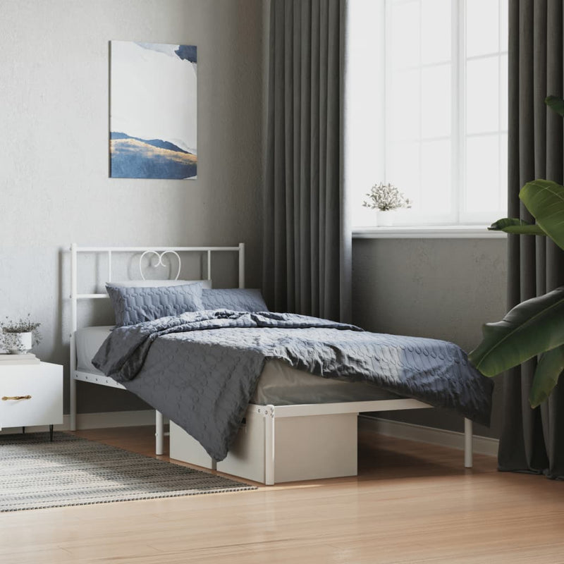 vidaXL fehér fém ágykeret fejtámlával 90x190 cm