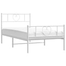 vidaXL fehér fém ágykeret fej- és lábtámlával 90 x 190 cm