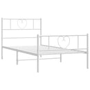 vidaXL fehér fém ágykeret fej- és lábtámlával 90 x 190 cm