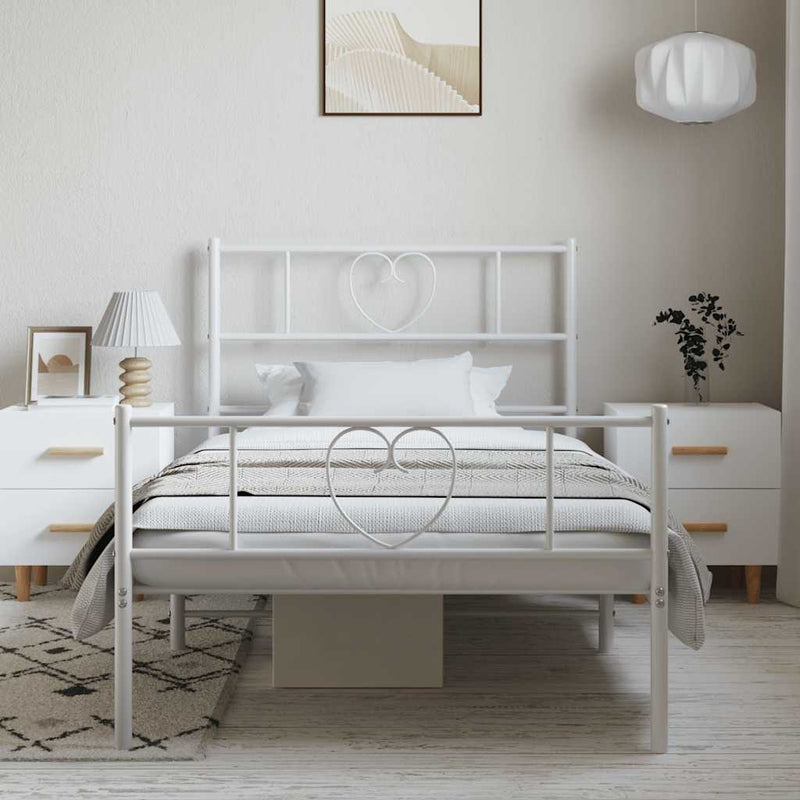 vidaXL fehér fém ágykeret fej- és lábtámlával 100x200 cm