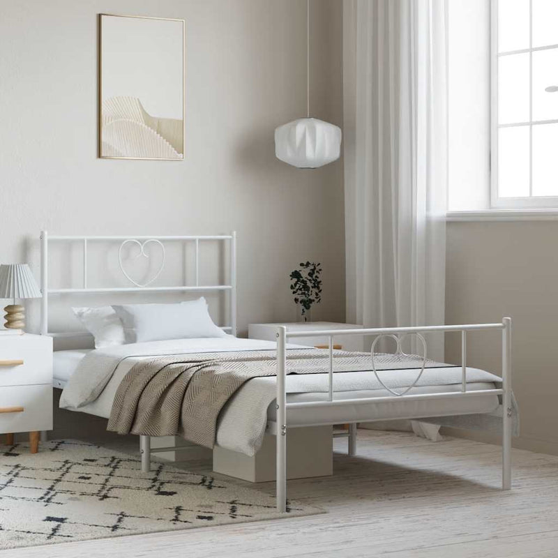 vidaXL fehér fém ágykeret fej- és lábtámlával 100x200 cm