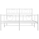 vidaXL fehér fém ágykeret fej- és lábtámlával 135x190 cm