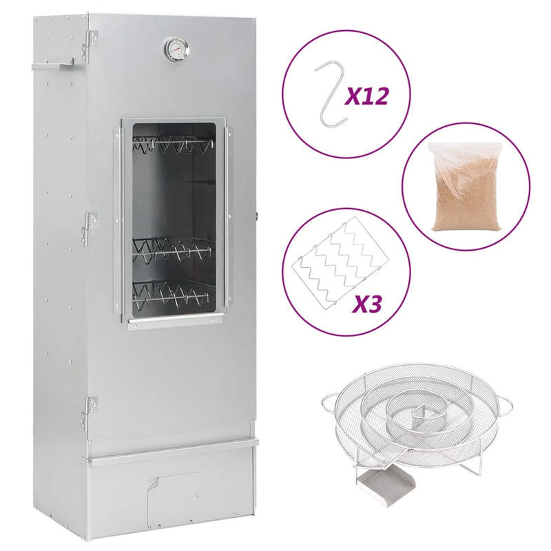 vidaXL horganyzott acél BBQ füstölőkemence hidegfüst-generátorral